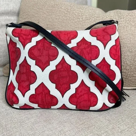 Brighton Bag Mini Crossbody Red Love Dove Canvas Pouch Long Strap Tassel Purse - Picture 14 of 15